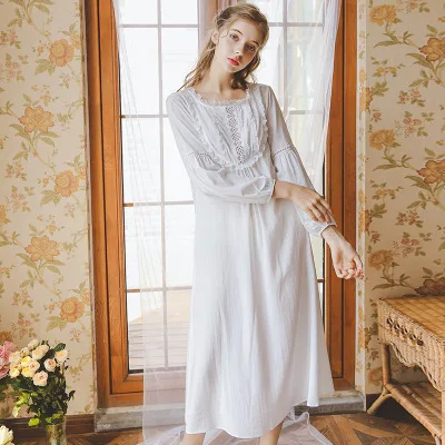Summer Plain White Victorian Long Nightdress