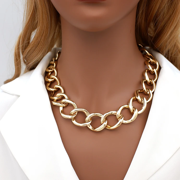 

European And American Popular Jewelry Men's Side Nk Necklace Personality Big Gold Chain E-commerce Supply Wholesale