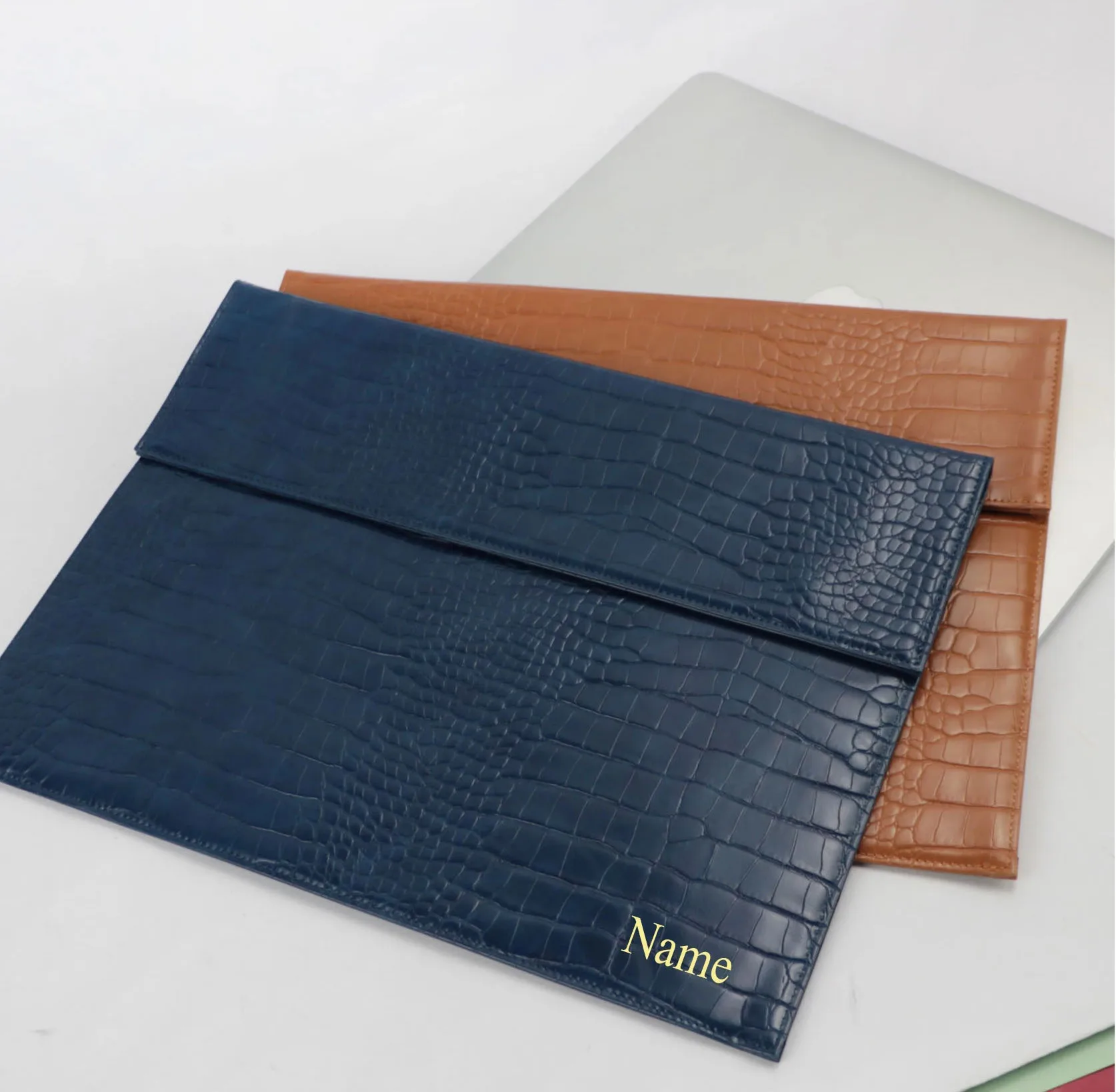 

New designs pu crocodile pattern laptop bag 13 multi function portfolio envelope laptop sleeve bag, Black/grey or custom