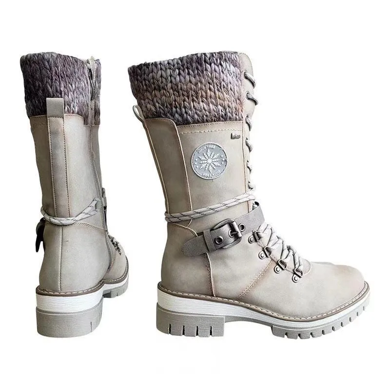 

2021 New Arrival Plus size Knight Boot Medium Thick Heel Women's Martin boots Winter Snow Boots
