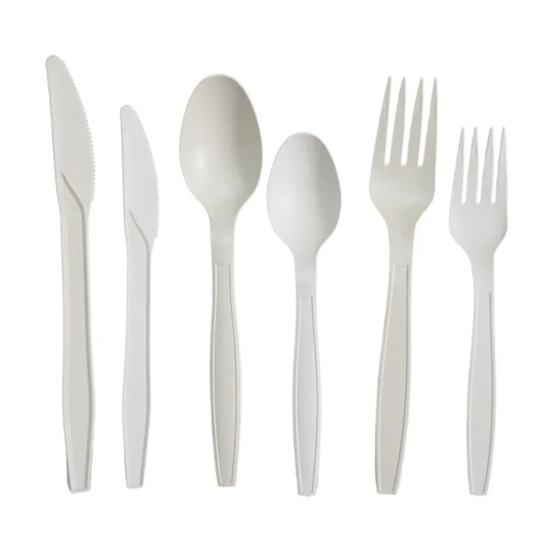 Image of Disposable Biodegradable Cornstarch Cutlery Heavy Duty Plastic Fork Knife Spoon Disposable Cutlery