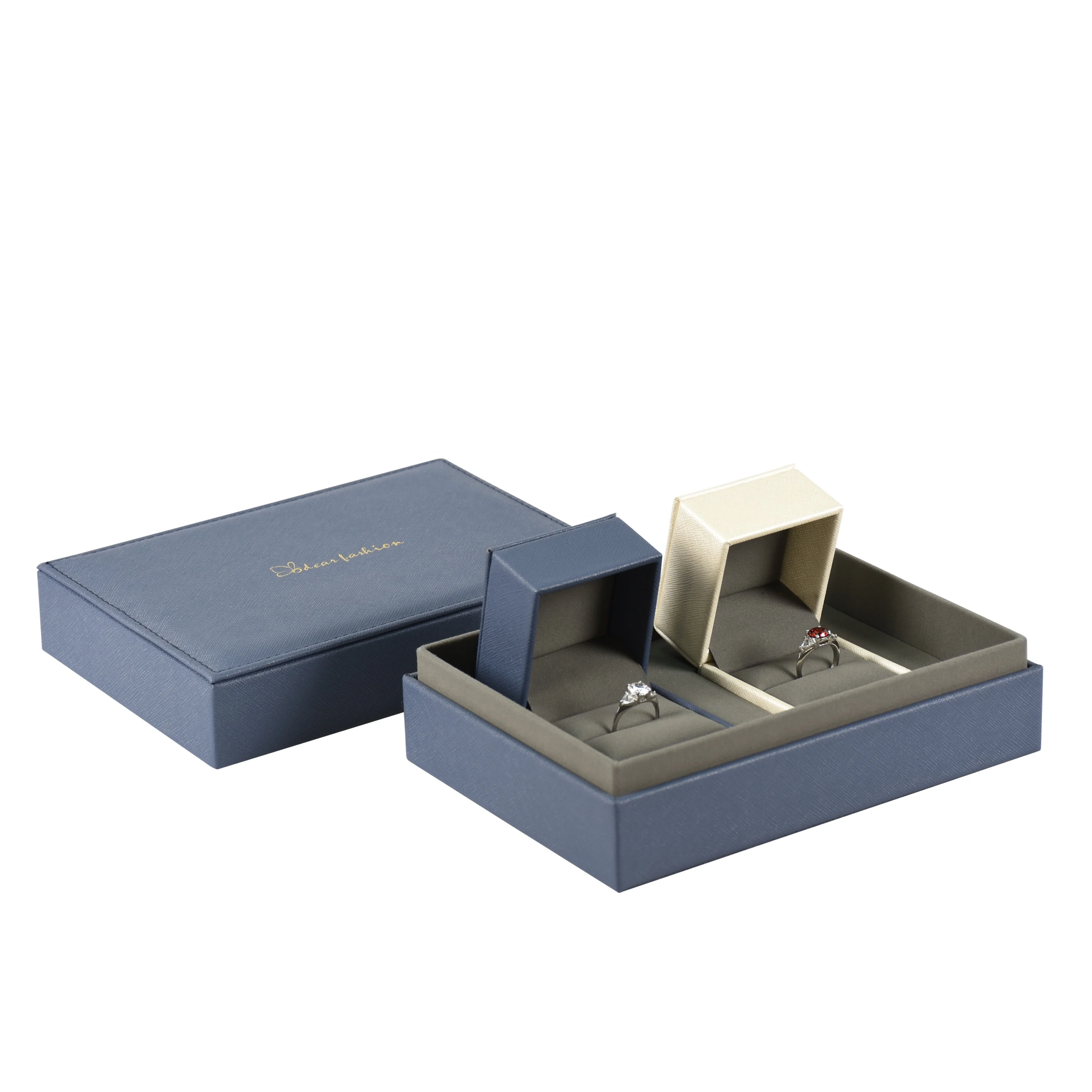 Custom Leatherette New Arrival Fancy Double Ring Jewelry Box Buy Pu