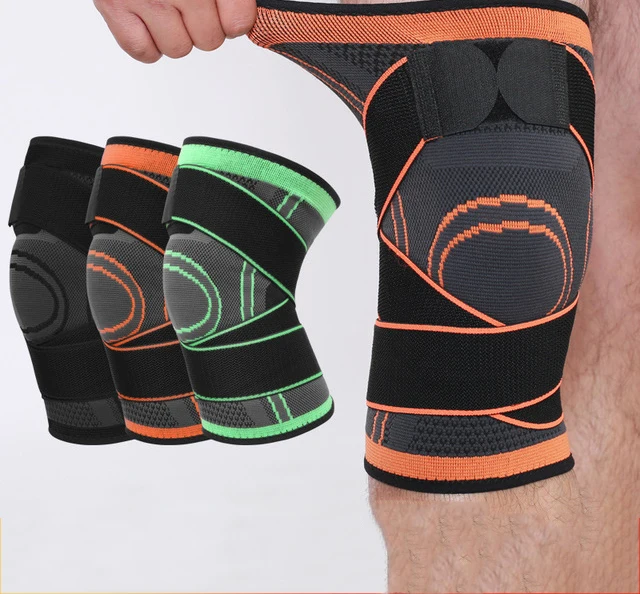 

A3723 Breathable Knitted Knee Protect Running Fitness Kneecap Cycling Compression Strap Nylon Sports Knee Pads, 3 colors