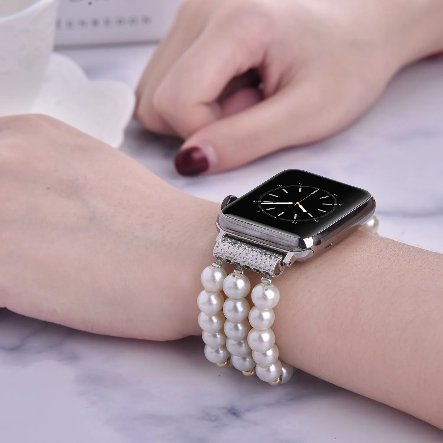 Beads Watch Band For Iwatch,Fashion Ladies Pearl Beads Watch Straps For