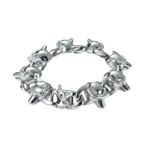 

Stainless Steel Viking Byzantium Cuban Link Chain Wolf Head Bracelet Men