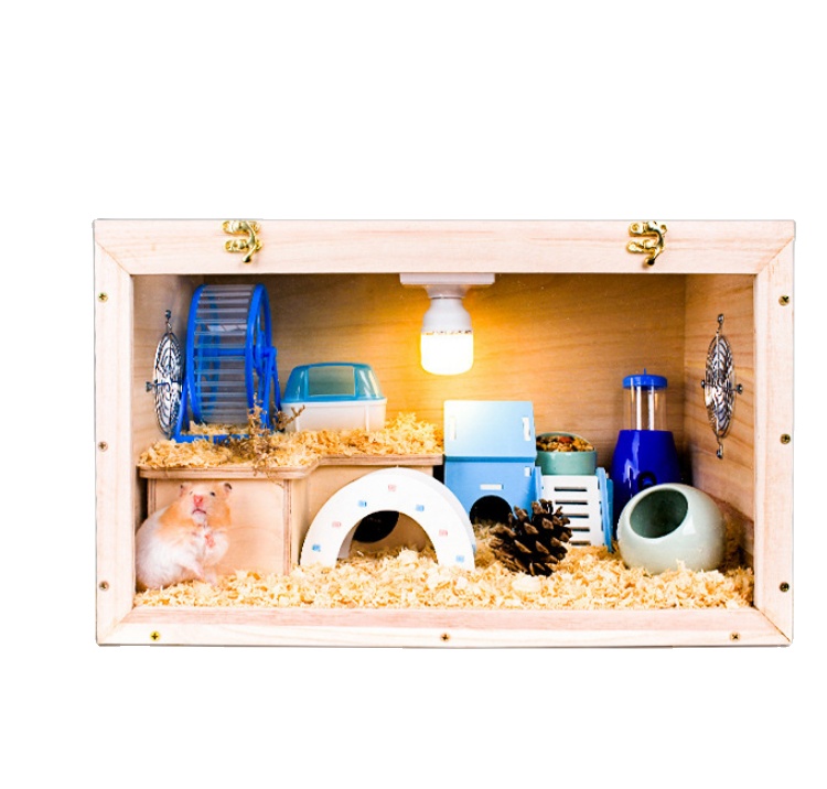 

Meeno Eco-friendly Pet Cage Transparent Large Wooden Hamster Cage, 2 colors