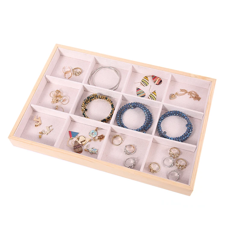 

12 Compartment Large Capacity Jewelry Storage Box Without Lid Bracelet And Earrings Display Wholesale Exquisite Jewelry Display, Black, pink, linen,dark green