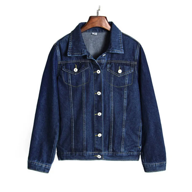 

Women Autumn Winter Vintage Tops Nostalgic Denim Jacket Loose Bule Coat Fashion Street Style Female Short Jacket, Dark blue