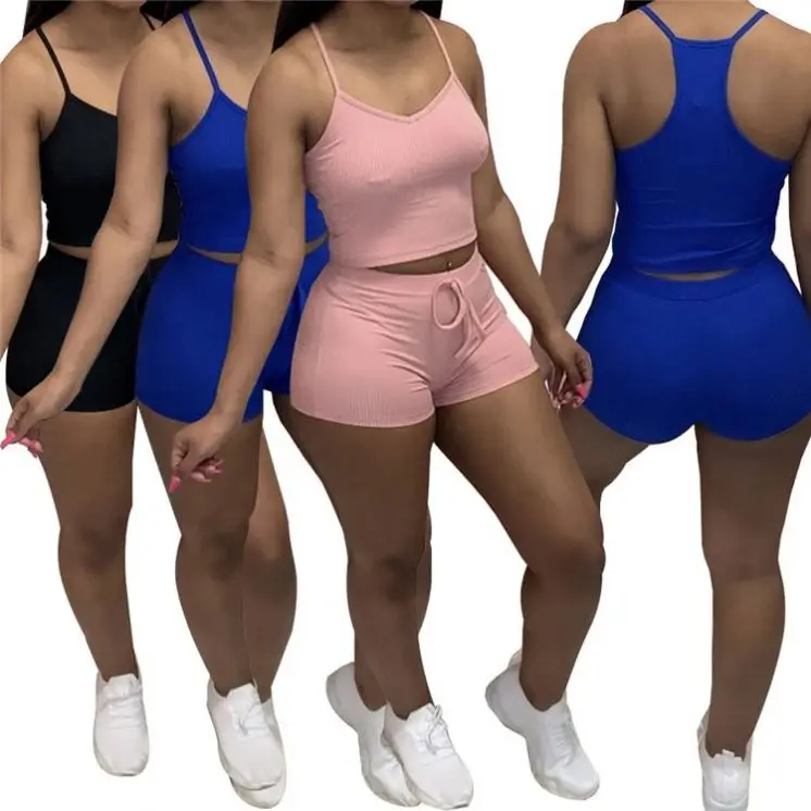 

OSINA Hot Selling Sleeveless conjuntos de mujeres Short Pants 2 Piece Sets Two Piece Short Set Women Clothing