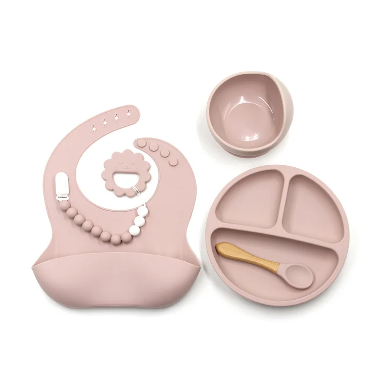 

Waterproof Safety Silicone Baby Bibs Easily Cleaned Silicone Bowls Food Grade Silicone Spoon Fork