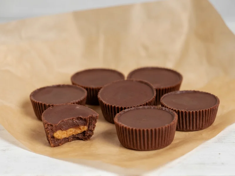 Homemade peanut butter cups on parchment paper