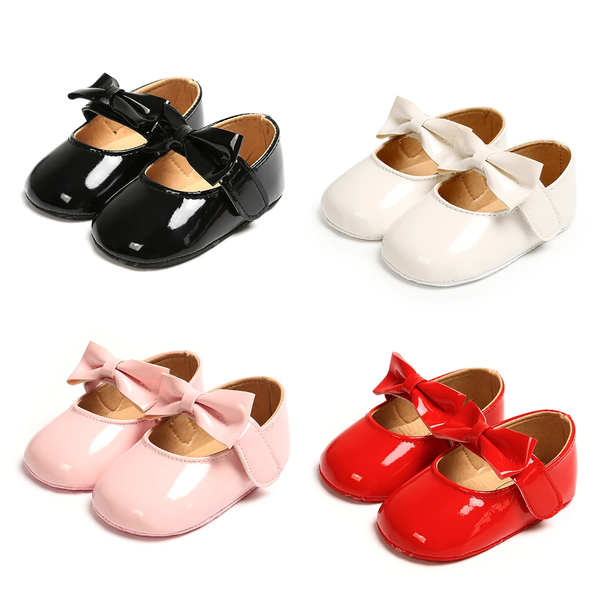 

New arrived PU Leather Bowknot Party ballet princess dress baby girl shoes, 4 colors