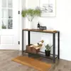 Vintage Console Table for Entryway, Sofa Side Table for Living Room, Industrial Style Wood and Metal Entry Table with Shelf