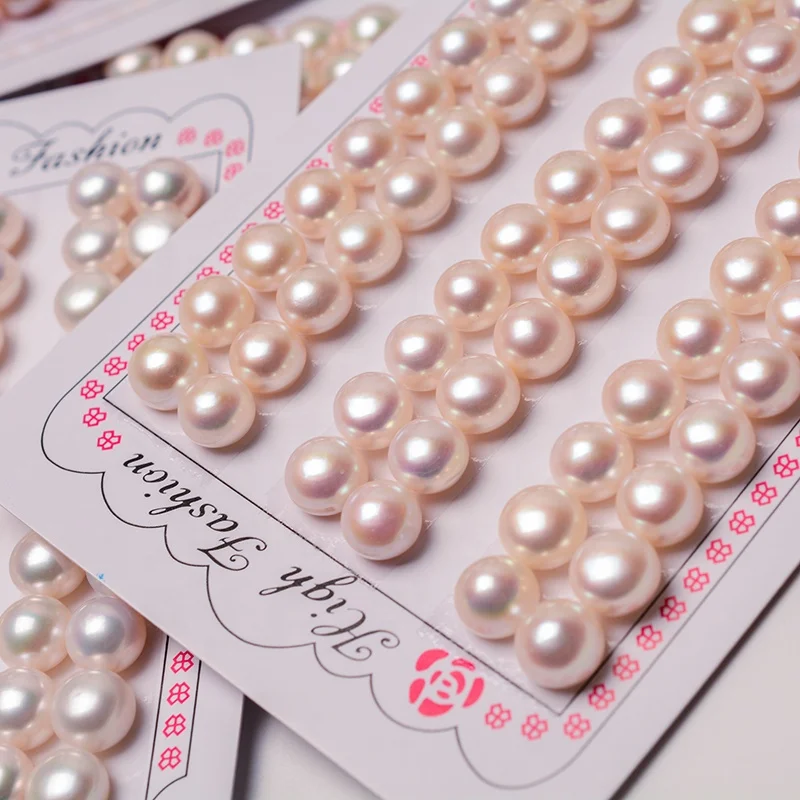 

Haiyang natural button pearls beads freshwater loose pearl natural perls, White