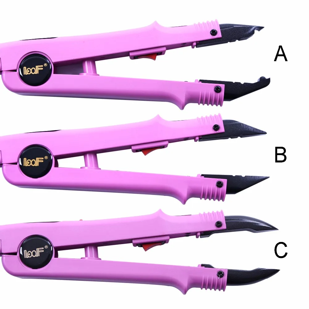 

1pc JR-611 A/B/C Tip Professional Hair Extension Iron Heat Connector Wand Iron Melting Tool+US outlet, Black, pink