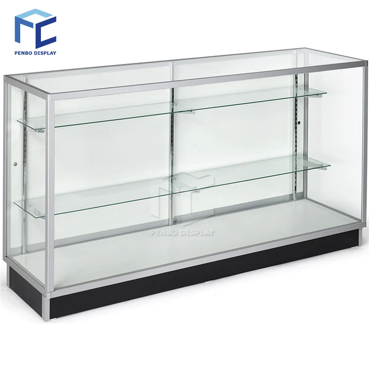 
Guangdong supplier square black aluminum frame sliding door linked glass showcase with led strip  (62258853644)