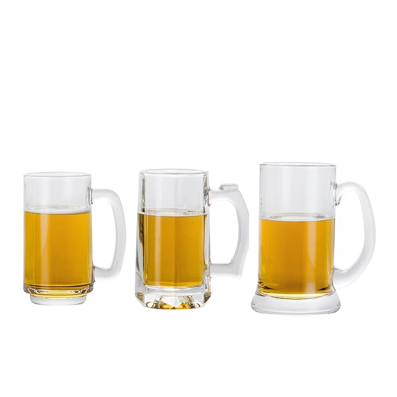 

Clear Cups with Handle Drinking Glassware Large Wide Mouth Double Walled Glass Beer Mugs Cup, Customized color