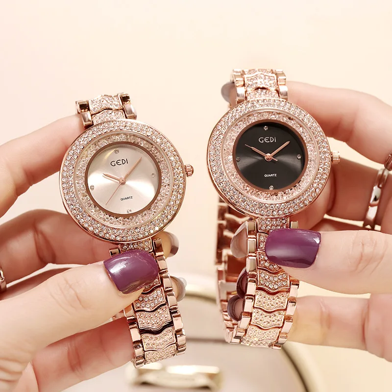 

GEDI Watch Women Rhinestone Luxury Brand Ladies Clock Fashion Woman Women's Watch Waterproof Female Wristwatch