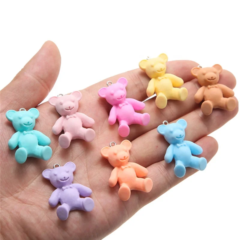 

3D Cute Matte Resin Gummy Bear Flatback Cabochons for DIY Hair Pendants Accessories Resin Bear Necklace Charms, Picture
