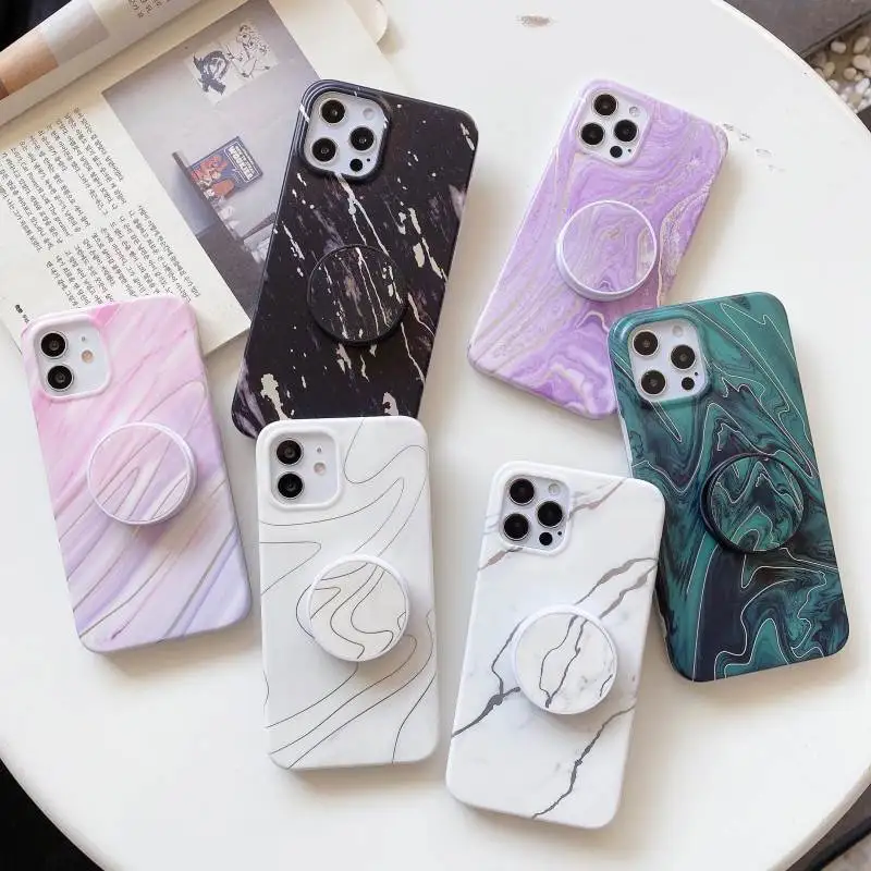 

High Quality Phone Case For Samsung A72 A52 A32 A12 A42 A21S A51 A71 A50 A30S A70 With Bracket Gradient Matte Marble Cover