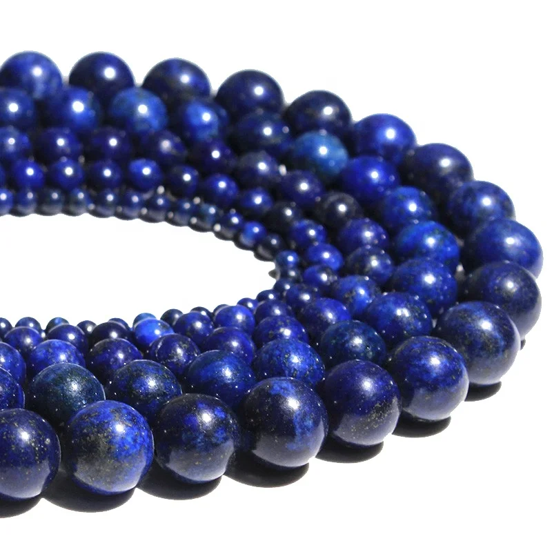 Natural AAA Grade Dark Blue Lapis Lazuli Loose Gemstone Round Beads 15"Strand YB 