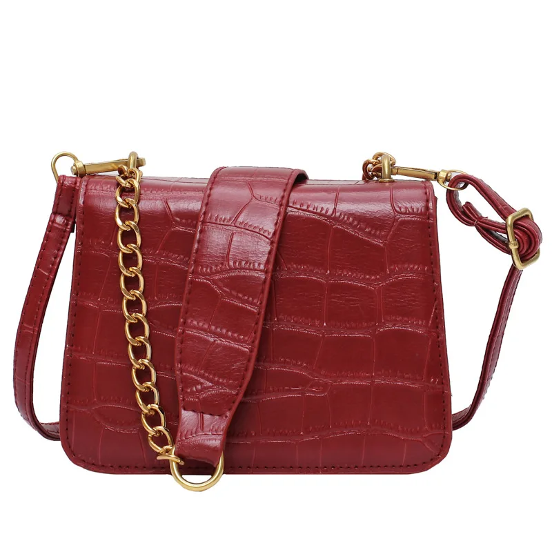 

KL110 42 Brand custom fashion lady bag crocodile pattern handbag metal chain shoulder bag PU leather messenger bag