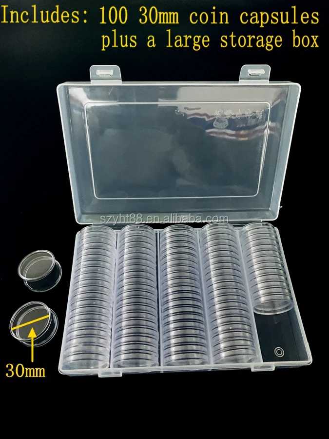 30mm Plastic Coin Box Commemorative Collecting Plastic Coin Display Box