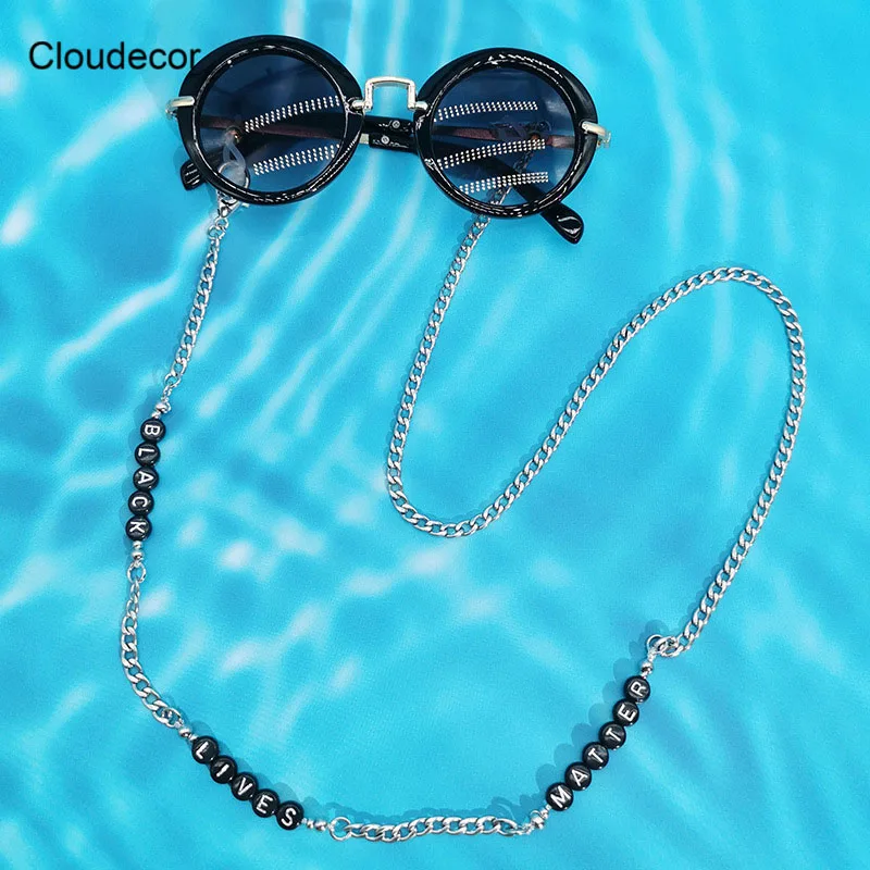 

Custom Sunglasses Chain Straps Black Lives Matter FaceMask Necklace Holder Initial Letter Logo Glasses Chain Stainless Steel Men
