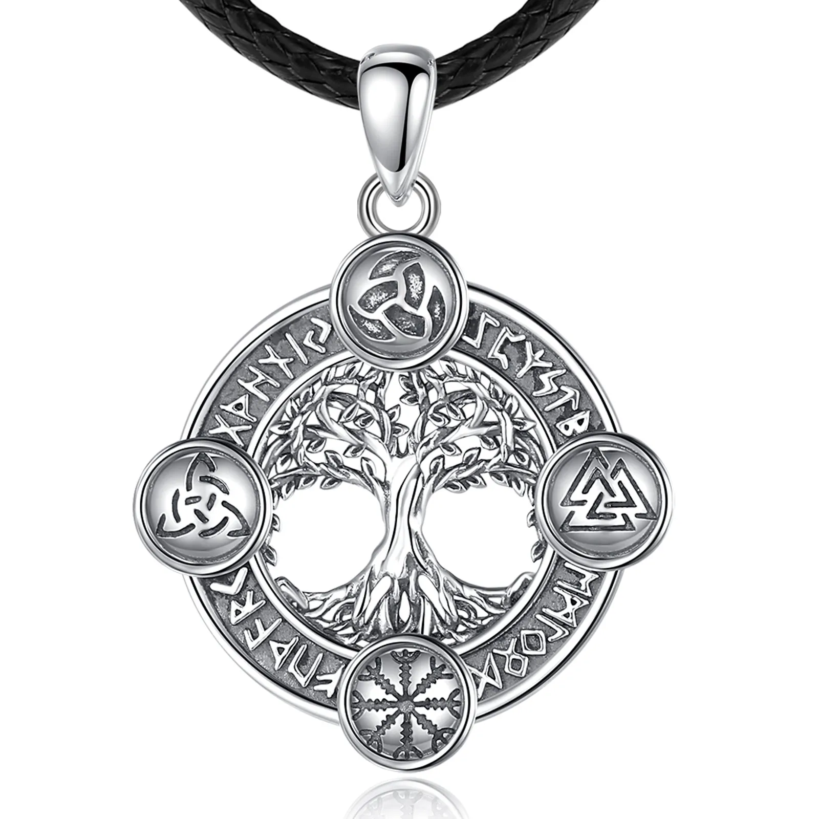 Changda 925 Sterling Silver Greek Oem Norse Mythology Warrior Jewelry Dainty Viking Tree of Life Vintage Necklace