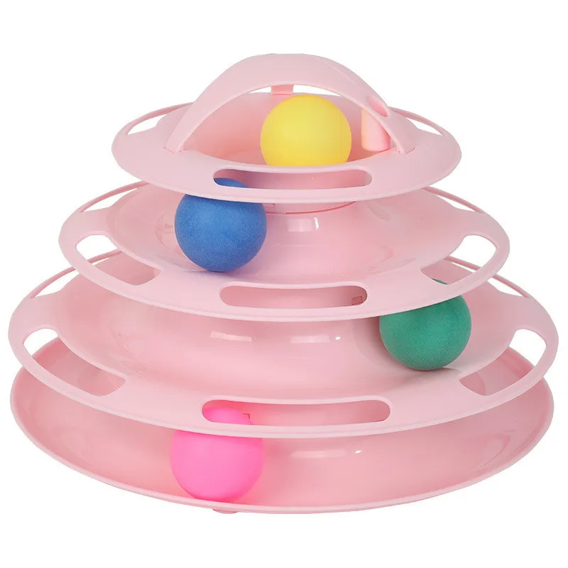 

Oem Cheap Manufacturer Wholesale Interactive Turntable Cat Toy 4 Layer Tower Of Tracks Cat Toy