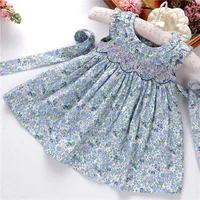 

c children smocked clothing girl's clothes floral ruffles summer flower kids dresses boutiques baby clothes pink blue 91018530