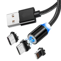 

Free Shipping Magnet Data Charging Cavi 8pin Micro Tipo C 3 en 1 Cargador Cable Usb Magnetico