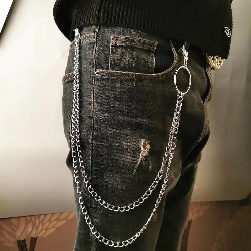 One/double Layer Punk Rock Metal Pants Waist Chain Men Women Key Chain