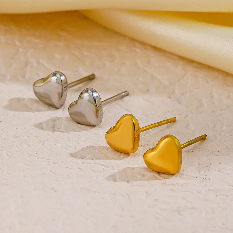 

G2134 Jewelry aretes acero inoxidable por mayor 18K Gold Plated Earring Stainless Steel Small Mini Heart Shape Stud Earrings