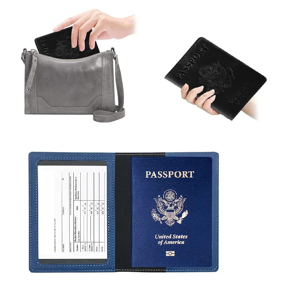 

PU Leather Passport Vaccine Card Holder Credit card package Wallet, Customized