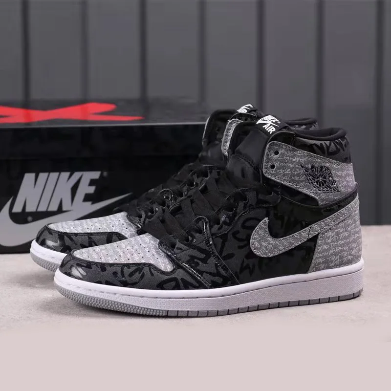 

Brand high top grey sneakers 1 Retro High OG Rebellionaire original men shoes