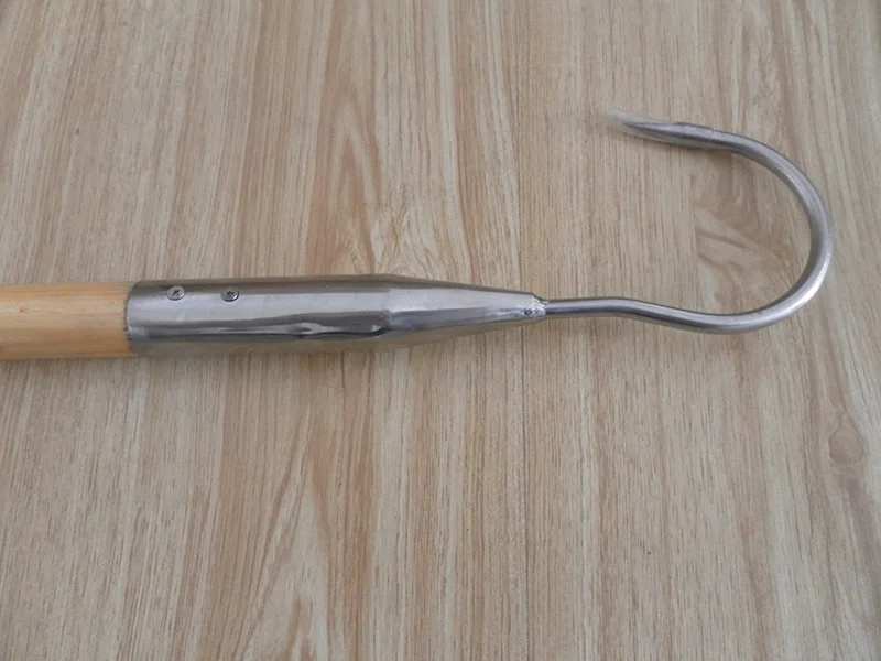 High Quality Bla030 Straight Wood Handle Fishing Gaff Hooks 60cm 120cm
