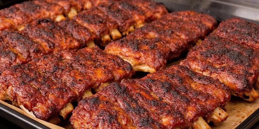 Beautifully plated oven ribs with side dishes