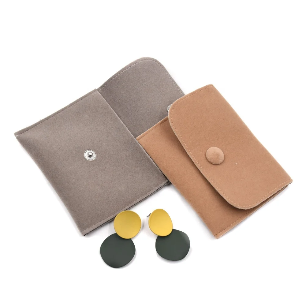 

Custom high quality luxury faux suede envelope jewelry gift pouch, Black, blue, green, grey, pink, white, yellow, etc