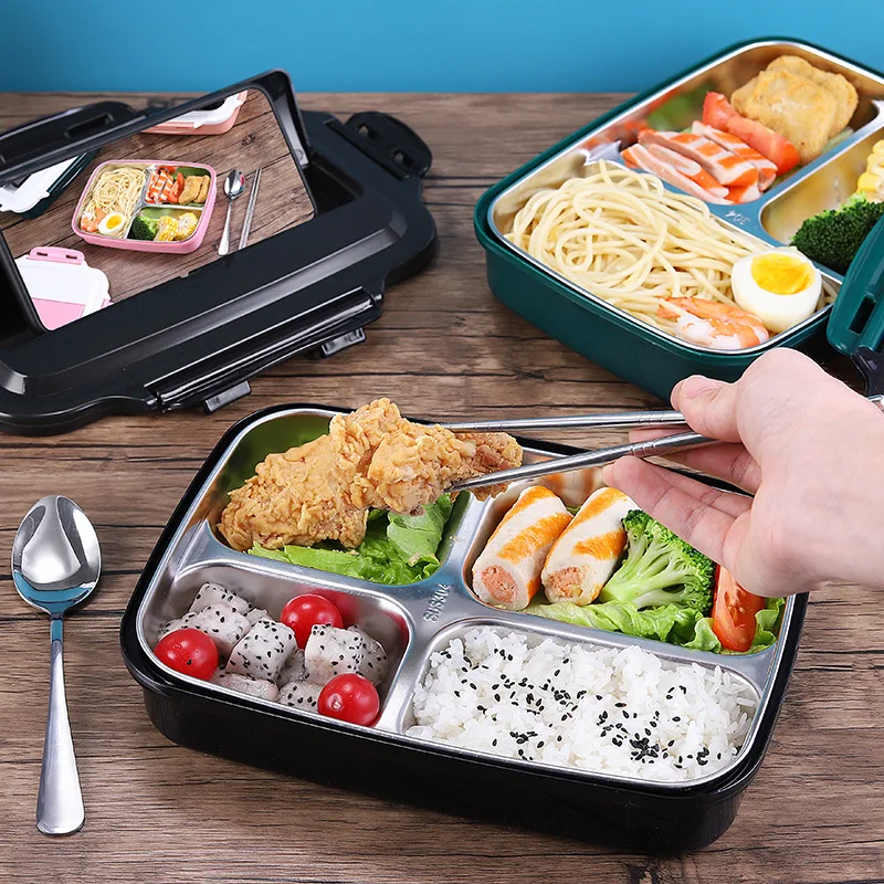 

Wheat Straw Lunch Bento Box With Plastic 304 Stainless Steel Food Container Lunch box