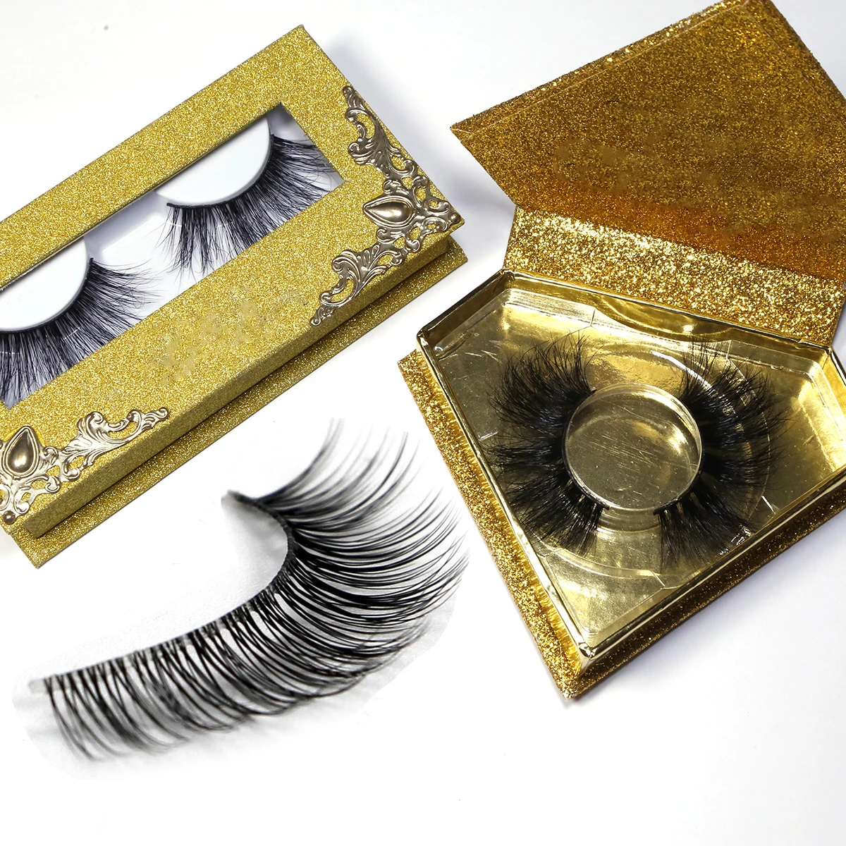 

Top Seller 3D Faux Mink Lashes Thin Band 4D Synthetic False Eyelashes, Black