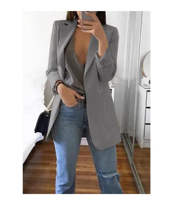 

2020 European and American pop-up fashion lapel plus size slimmed cardigan temperament suit coats women