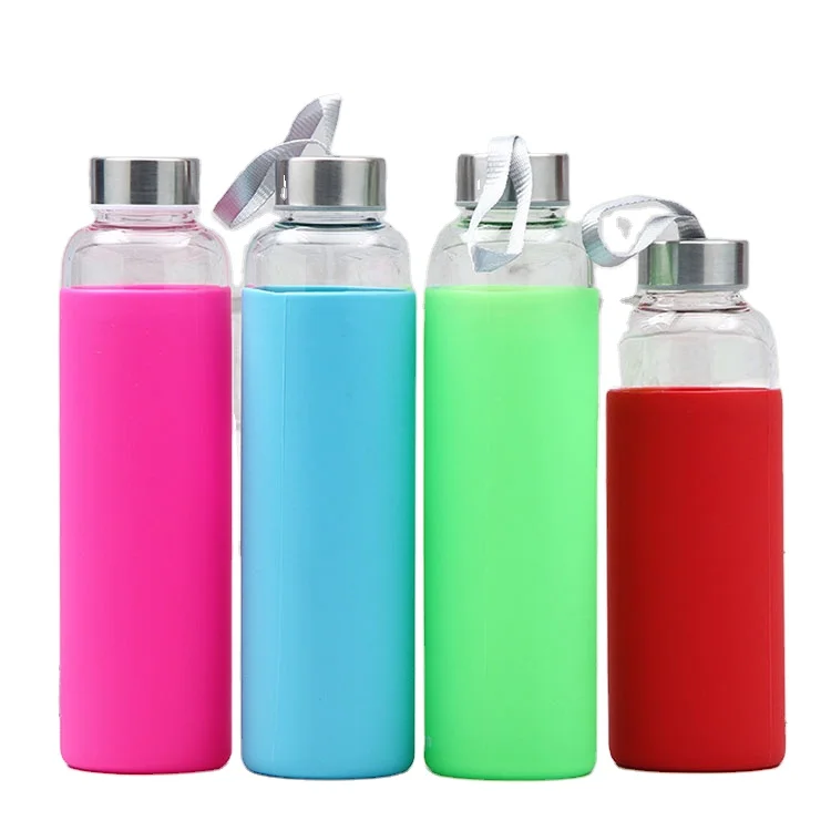 

17oz Promotion hot sale printed logo single wall glass drinking bottle