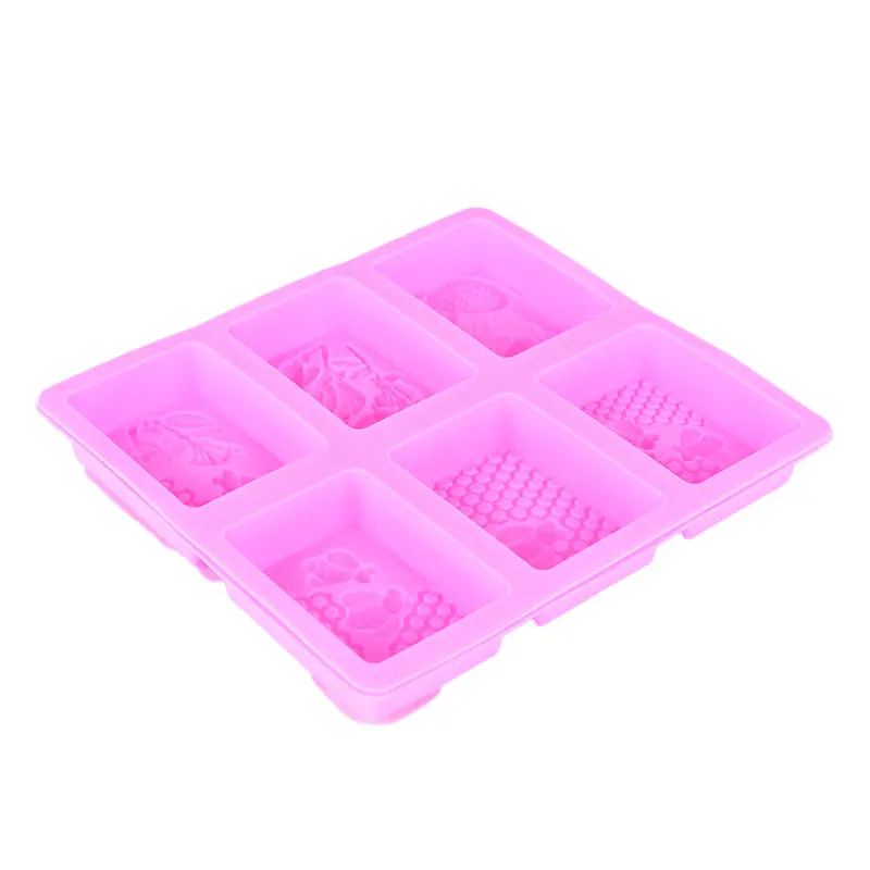 

Rose Leaves Honey Bee Silicone Soap Mold diy Handmade Craft 3D Soap Mold Silicone Rectangular 6 Forms Soap Molds For Soap Making