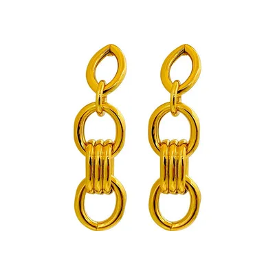 

Vintage Trendy Jewelry 18K Gold Plated Hip Hops Earrings Geometric Circle Chain Link Chain Drop Earrings For Women Girls