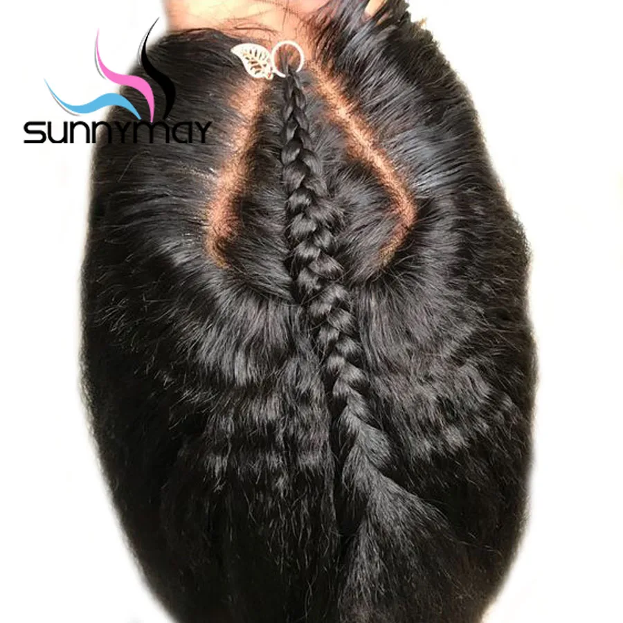 

Sunnymay Kinky Straight Wigs With Baby Hair Pre Plucked Full Lace Human Hair Wigs 130% Remy Hair Peruvian Full Lace Wigs, Natural black