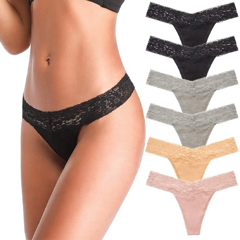 

Ladies Sexy Thong Women'S Thongs T Back Low Waist See Through Panties Cotton Seamless Lace Thongs For Women, Accept customized color