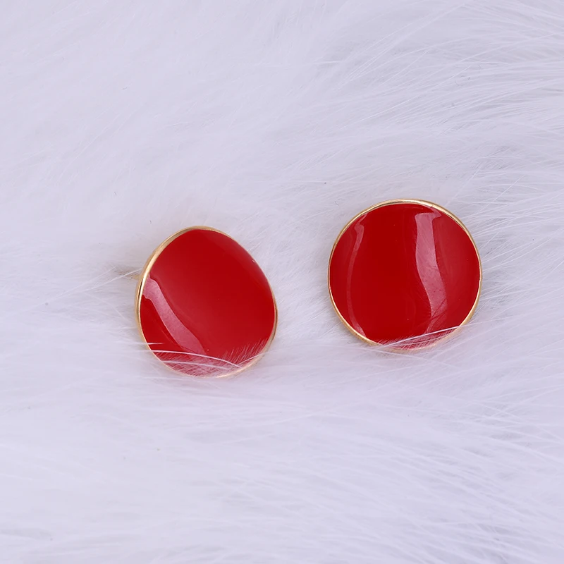 

Fashion Simple Round Red Stud Earring Geometric Statement Earrings Jewelry Aretes Designer Earings For Women 2021