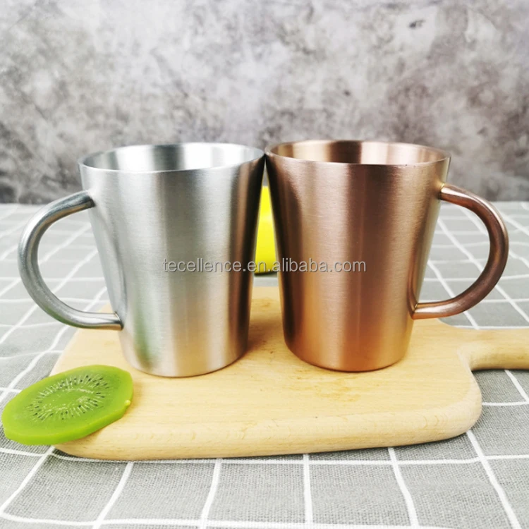 

Wholesale Double Wall 304 Stainless Steel Insulated Coffee Mug Drinks Beer Cup with Handle, Silver, gold, rose gold