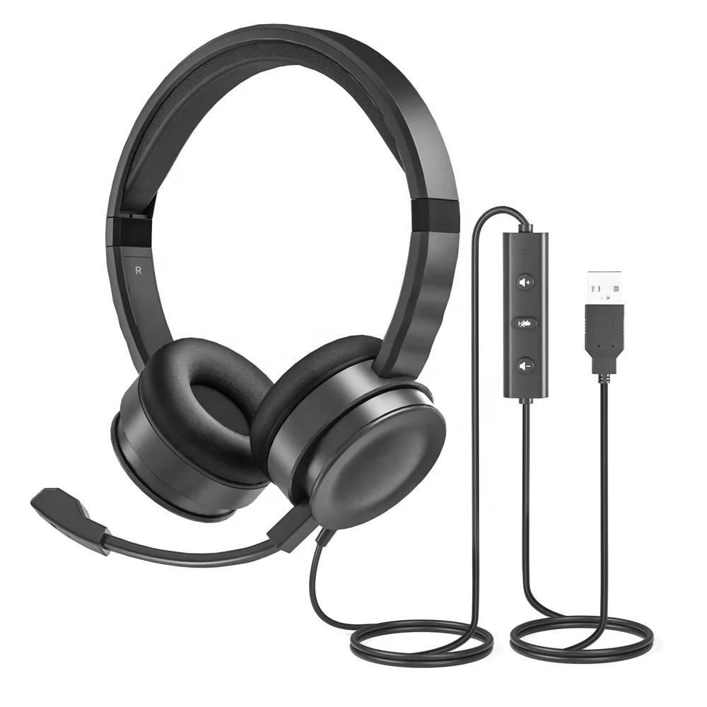 

Call Center Headset Telephone USB Headset with Noise-cancelling Microphone Headsets for Computer